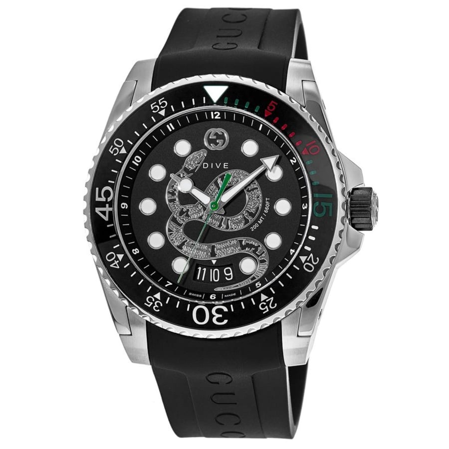 Gucci Dive Dragon Black Kingsnake Dial Black Men's Watch YA136217