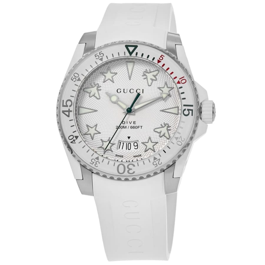 ■みき■GUCCI　腕時計 Gucci Dive Silver Dial Rubber Strap Men's Watch YA136337