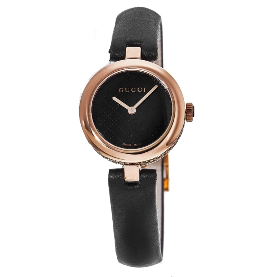 Gucci Diamantissima Rose Gold Plated Black Dial Women's Watch YA141501