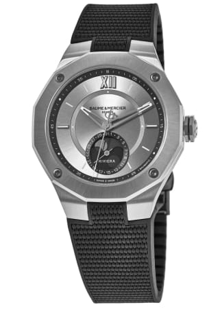 Baume & Mercier Riviera  Moon Phase Silver Dial Rubber Strap Men's Watch 10681