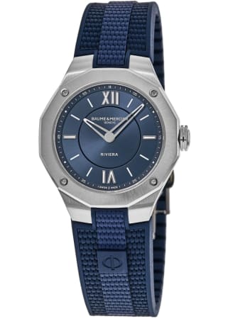 Baume & Mercier Riviera Blue Dial Rubber Strap Women's Watch 10689