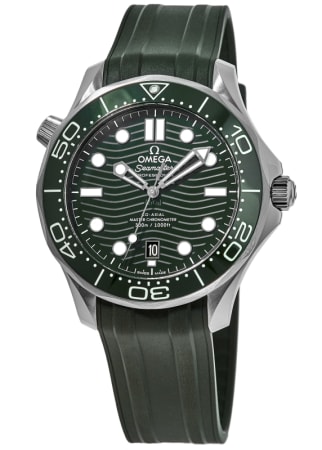 Omega Seamaster Diver 300M Green Dial Rubber Strap Men's Watch 210.32.42.20.10.001