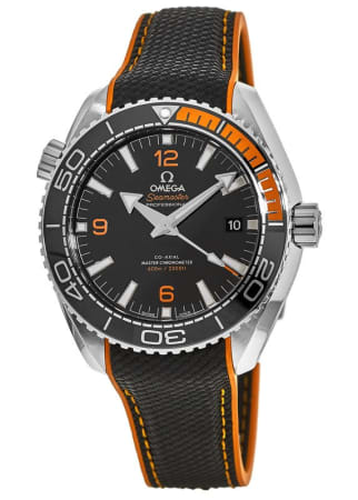 Omega Seamaster Planet Ocean 600M 43.5mm Master Chronometer Black & Orange Dial Fabric Strap Men's Watch 215.32.44.21.01.001