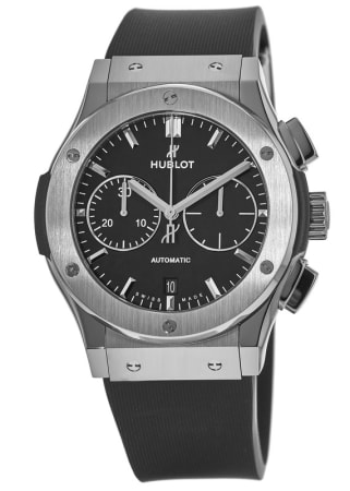 Hublot Classic Fusion Chronograph 45mm Black Dial Titanium Case Rubber Strap Men's Watch 521.NX.1171.RX