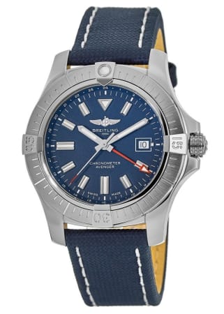 Breitling Avenger Automatic GMT 45 Blue Dial Blue Leather Strap Men's Watch A32395101C1X1