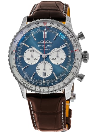 Breitling Navitimer B01 Chronograph 46 Blue Dial Leather Strap Men's Watch AB0137211C1P1