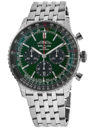 Breitling Navitimer B01 Chronograph 46 Green Dial Steel Bracelet Men's Watch AB0137241L1A1