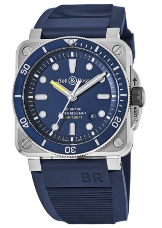 Bell & Ross BR 03-92 Diver Blue Automatic Rubber Strap Men's Watch BR0392-D-BU-ST/SRB