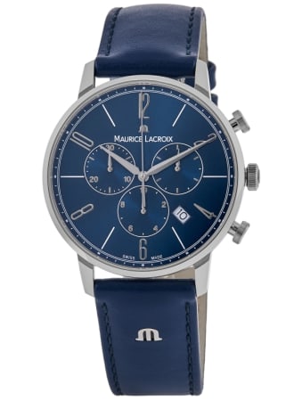 Maurice Lacroix Eliros  Chronograph Blue Dial Leather Strap Men's Watch EL1098-SS001-420-4