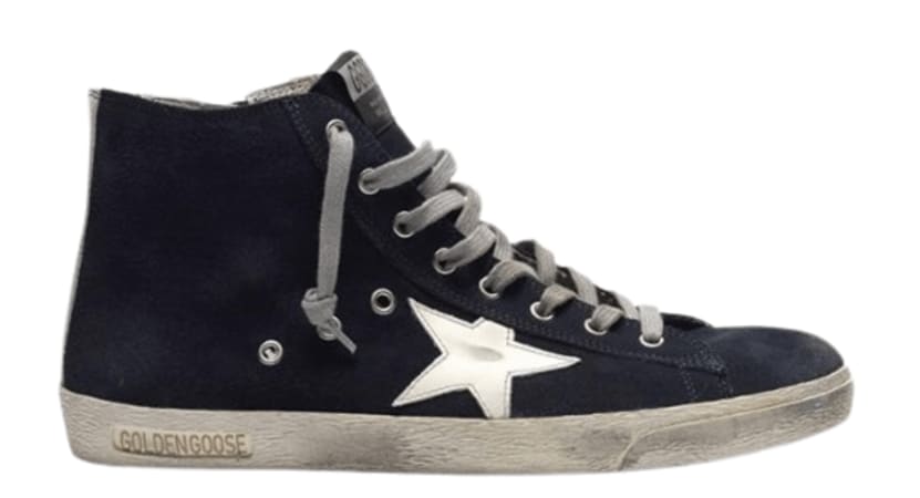 Golden Goose Francy White Leather Star and Heel Tab Blue Women's Sneakers GWF00113.F000322.50517-37