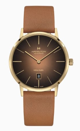 Hamilton American Classic INTRA-MATIC AUTO Brown Dial Leather Strap Men's Watch H38475501