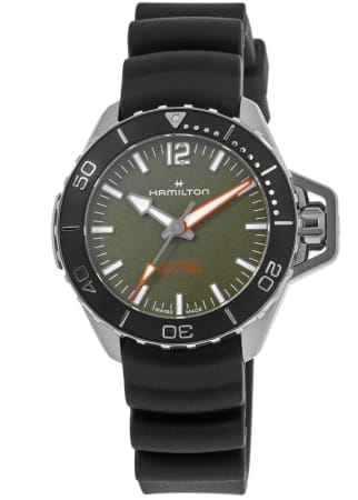 Hamilton Khaki Navy Frogman Automatic Green Dial Rubber Strap Men's Watch H77455360