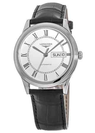 Longines Flagship Automatic White Day-Date Dial Leather Strap Men's Watch L4.899.4.21.2