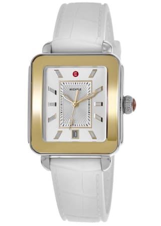 Michele Deco  Silver Dial White Silicone Strap Women's Watch MWW06K000014