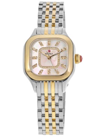 Michele Meggie Diamond  Quartz Pink Mother of Pearl Dial 18K Gold Plated Two-Tone Steel Women's Watch MWW33B000014