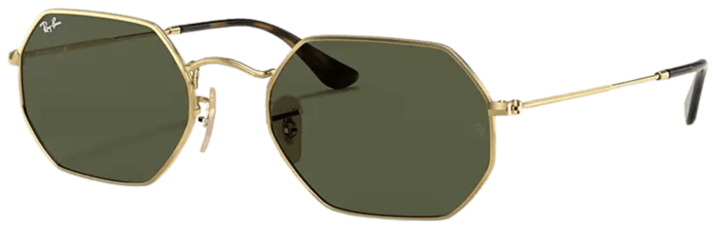 Ray-Ban   Gold Octagonal Metal Green Unisex Sunglasses RB3556N 001 53