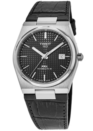 Tissot PRX Powermatic 80 Black Dial Leather Strap Men's Watch T137.407.16.051.00