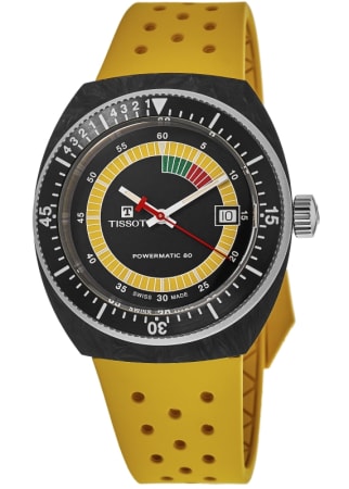 Tissot Sideral S Powermatic 80 Black Dial Yellow Rubber Strap Men's Watch T145.407.97.057.00