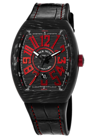 Franck Muller Vanguard Carbon Fiber Black & Red Dial Leather Strap Men's Watch V 45 SC DT CARBON NR (NR)