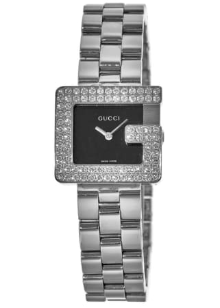 Gucci G-Frame  Quartz Black Dial Diamond Bezel Stainless Steel Women's Watch YA3600SS-SD