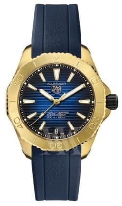 Tag Heuer Aquaracer Professional 200 Blue Dial 18K Yellow Gold Rubber Strap Men's Watch WBP5152.FT6210