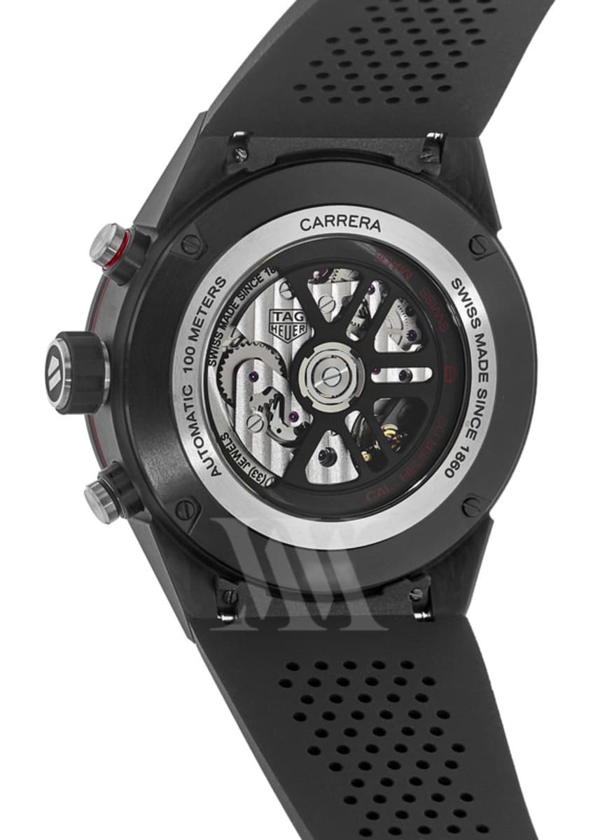 Tag Heuer Carrera Calibre Heuer 02 Automatic Skeleton Chronograph Carbon  Fiber Rubber Strap Men's Watch CBG2016.FT6143