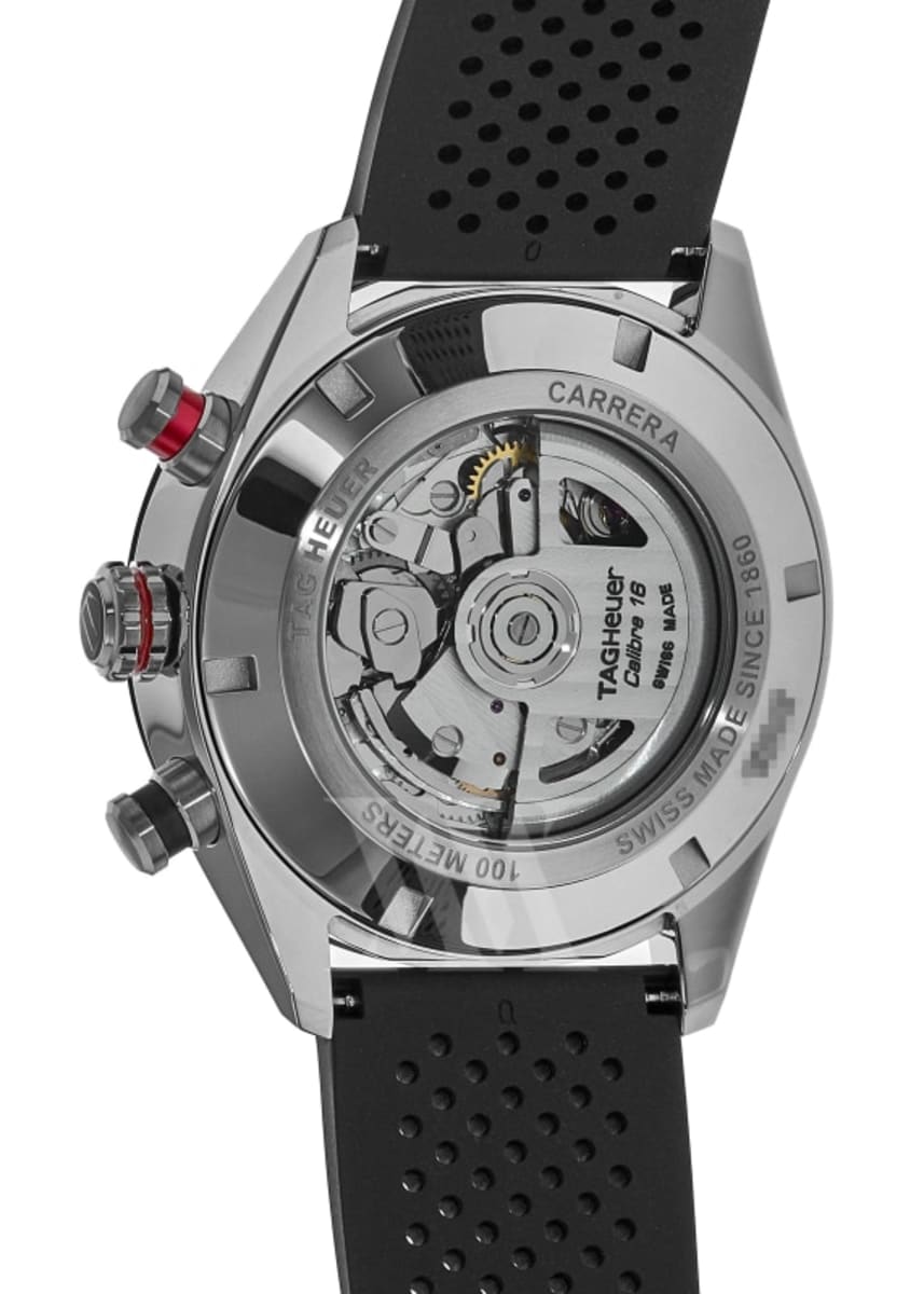 Tag Heuer Carrera Chronograph Day-Date Automatic Black Dial Rubber