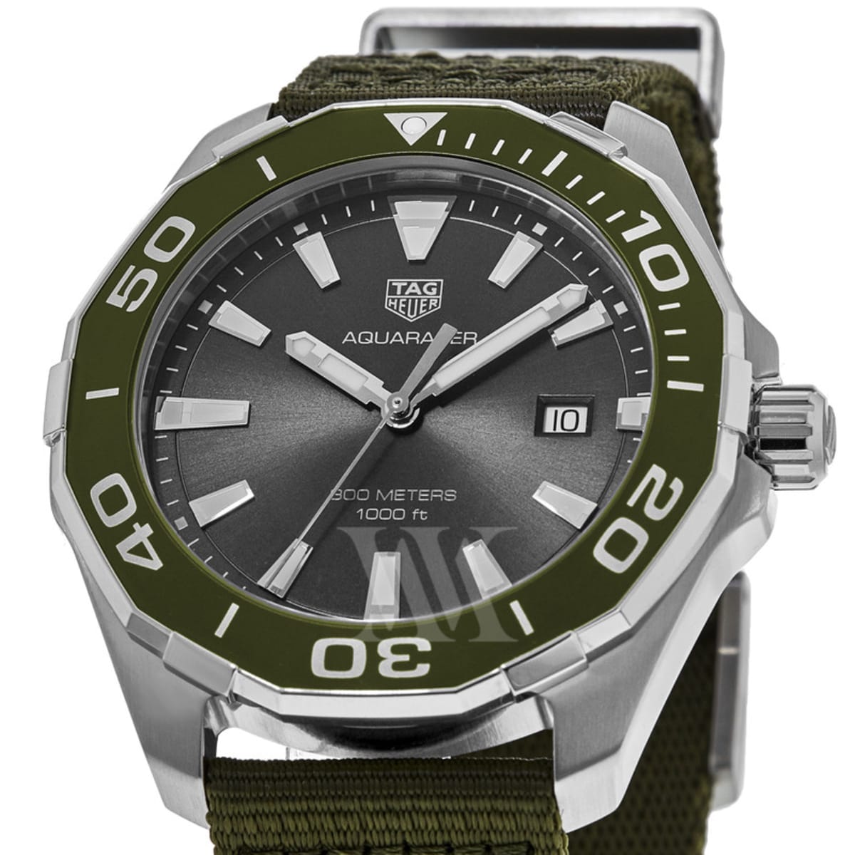 Tag Heuer Aquaracer 300M 43MM Grey Dial Khaki Green Strap Tag Heuer Aquaracer 300M 43MM Grey Dial Khaki Green Strap