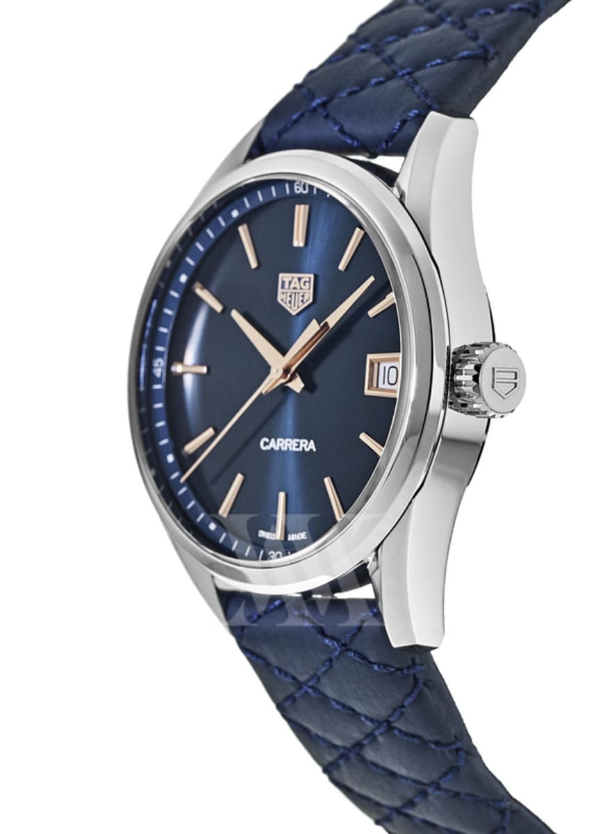 Tag Heuer Carrera Quartz Blue Dial Quilted Leather Strap Women s
