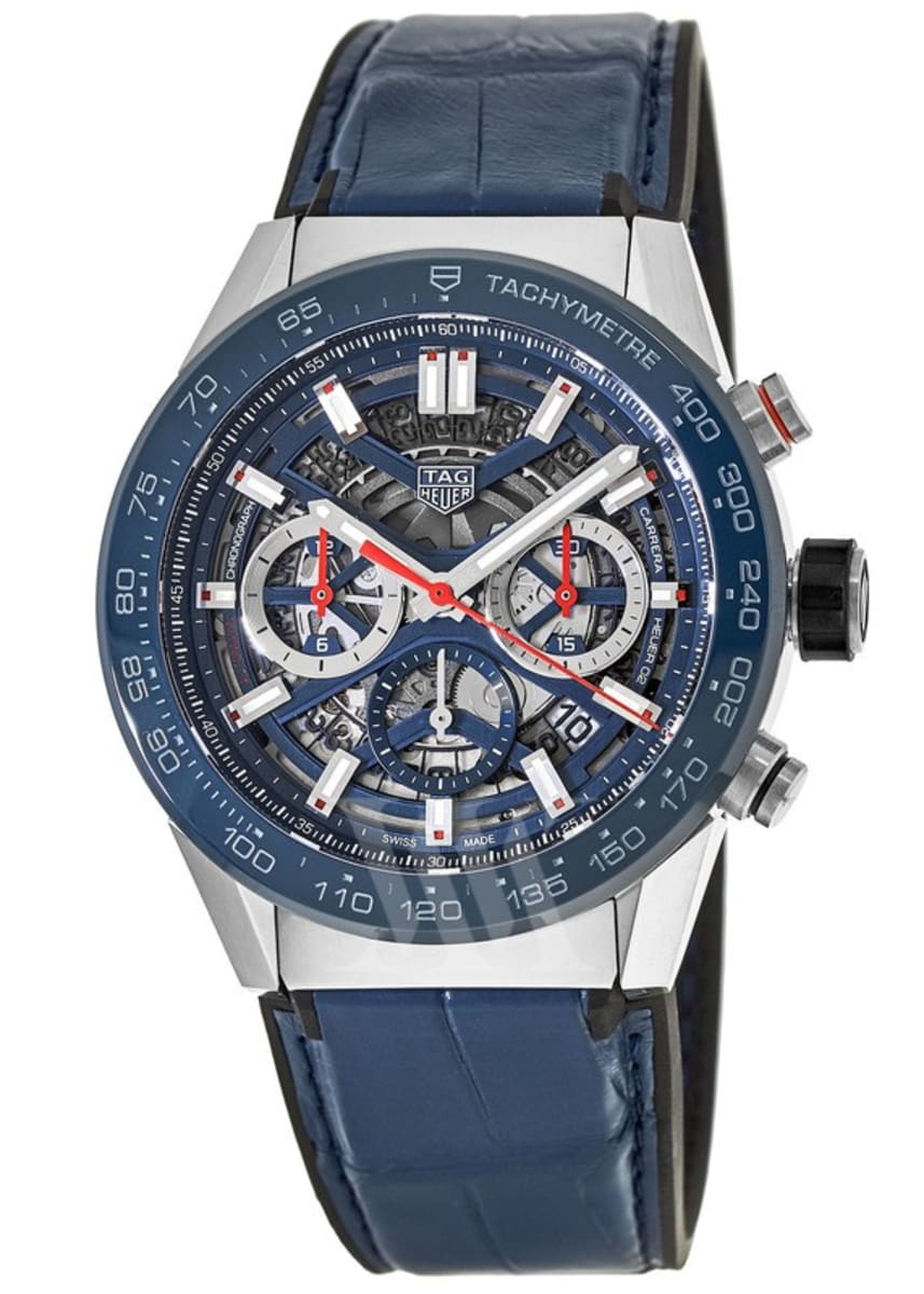 Tag Heuer Carrera Blue Skeleton Dial Chronograph Steel Mens Watch CAR201T