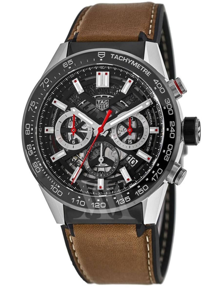 Tag Heuer Carrera Calibre Heuer 02 45mm Skeleton Dial Brown Leather ...