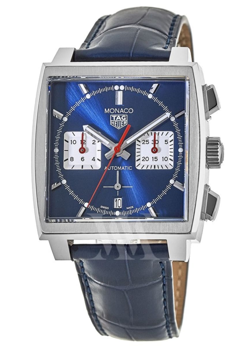 Tag Heuer Monaco Chronograph Calibre Heuer 02 Automatic Blue Dial Leather  Strap Men's Watch CBL2111.FC6453