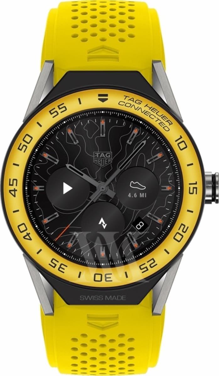 Tag Heuer Connected Modular 45 Black Dial Yellow Rubber Strap