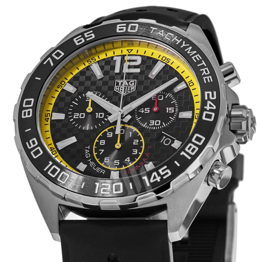 Tag Heuer Formula 1 Chronograph Black Dial Black Rubber Strap Men's Watch CAZ101AC.FT8024