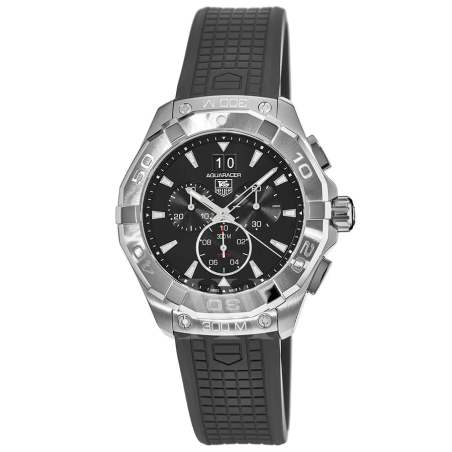 【全品送料無料】 300M Aquaracer Heuer Tag Chronograph Rubber Dial Black 43mm Clock