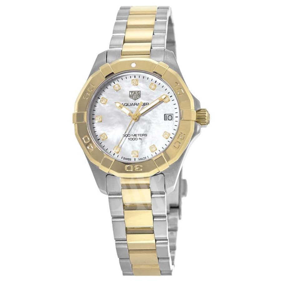 Tag Heuer Aquaracer Lady 300M 32MM Yellow Gold Steel Diamond