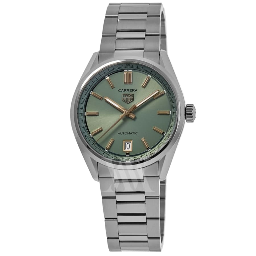 Tag Heuer Carrera Date Automatic 18K Green Dial Silver Steel Strap Watch for Women - WBN2312.BA0001
