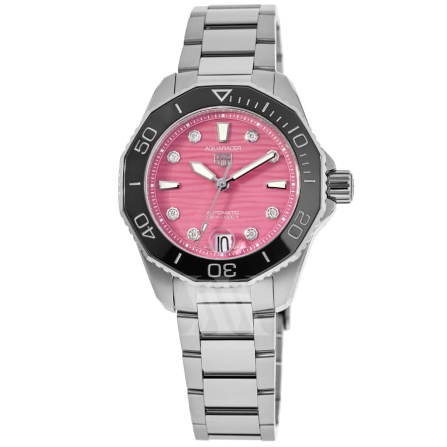 To grader cerebrum Før Tag Heuer Aquaracer Professional 300 Date Pink Diamond Dial Steel Women's  Watch WBP231J.BA0618