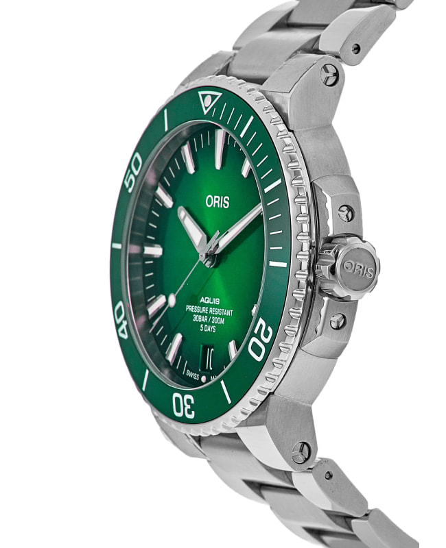 Oris Aquis Date Automatic Green Dial Ceramic Bezel Steel Men's