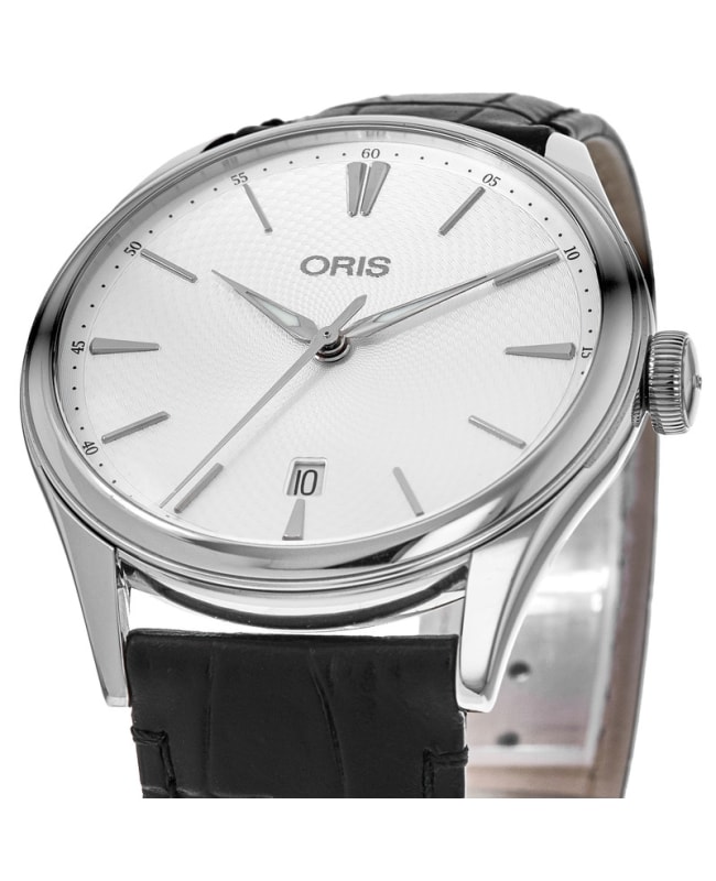 Oris Artelier Date Automatic Silver Dial Leather Strap Men's Watch
