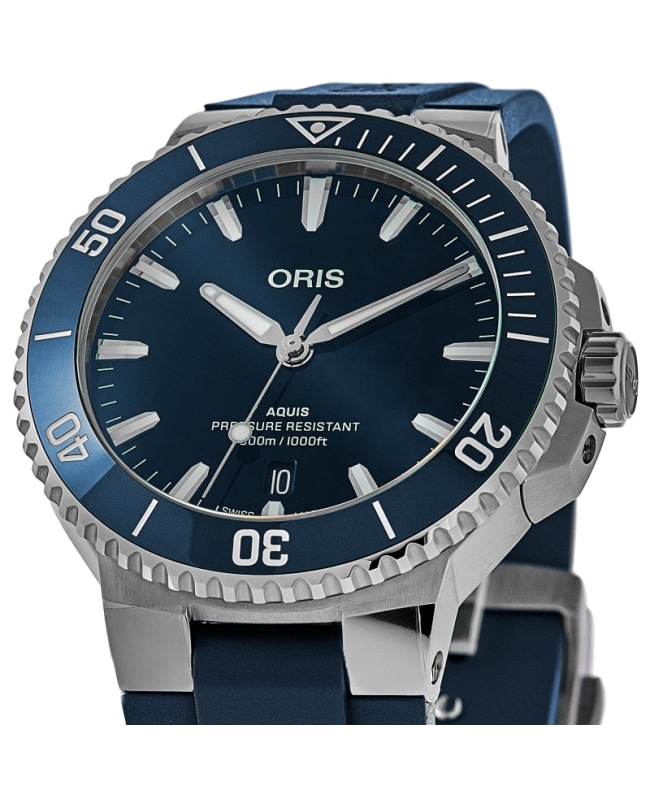 Oris Aquis Date 41.5 mm Automatic Blue Dial Rubber Strap