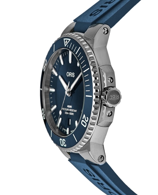 Oris Aquis Date Automatic Blue Dial Rubber Strap Men's Watch