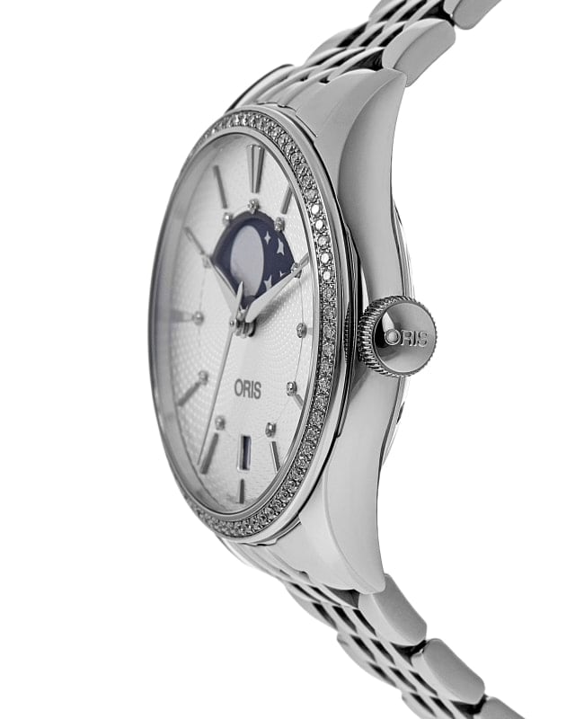 Oris Artelier Grande Lune Date Diamonds Automatic Grey Dial Steel Women s Watch 01 763 7723 4951 07 8 18 79