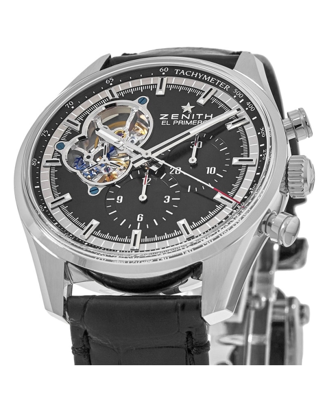 Zenith Chronomaster El Primero Open 42mm Dial Black Leather Strap
