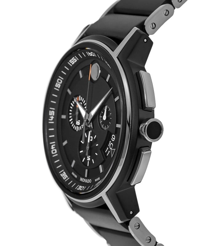 Dial Black Watch Men\'s Chronograph Movado 0607006 Strato