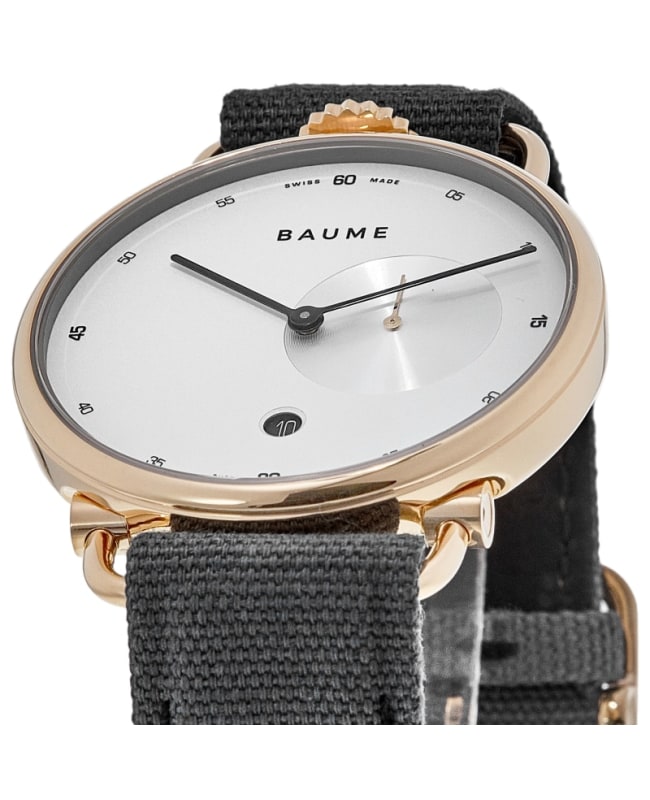 Baume Mercier Baume White Dial Cotton Strap Men s Watch 10600