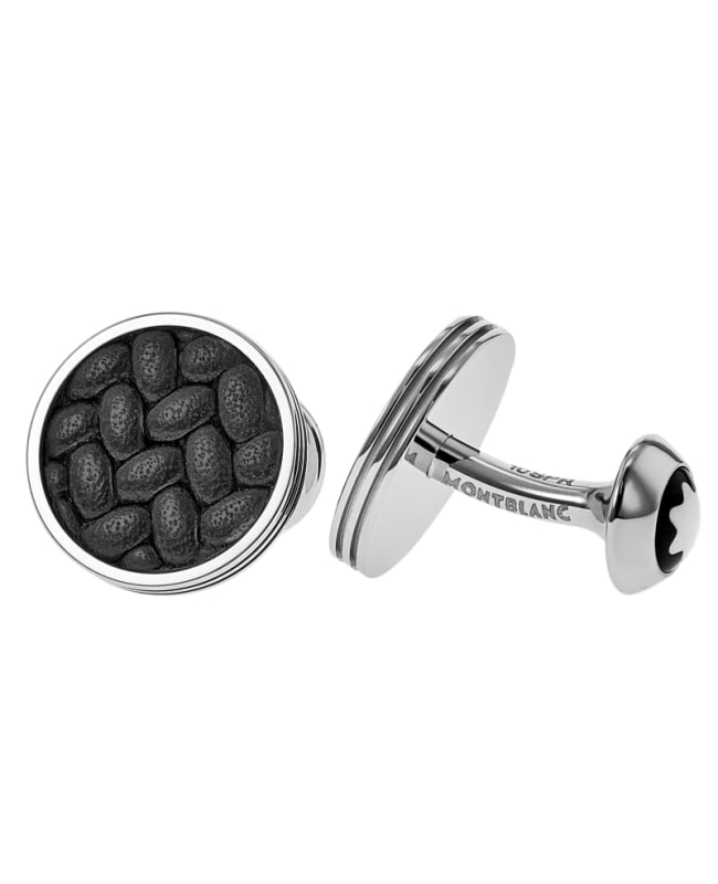 MONTBLANC カフリンクス シルバー/ブラック ☆MONTBLANC☆ カフリンクス カフス ロゴ 長方形 シルバー ブラック