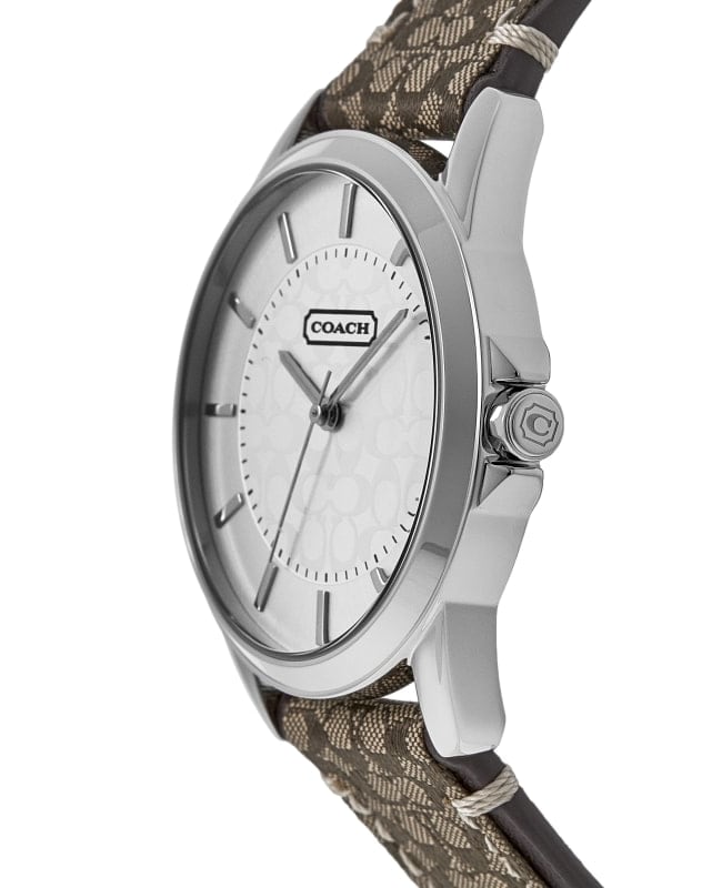 Coach Classic Signature Silver Dial Fabric Strap Women's Watch