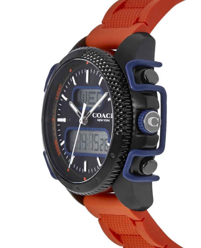 Coach C001 Digital Black Dial Orange Strap Men's Watch 14602507