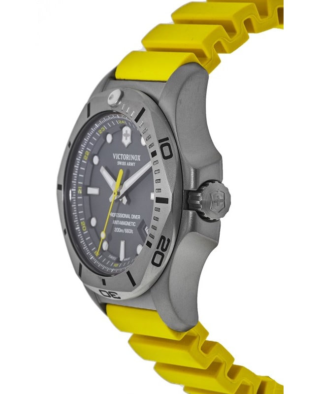 Victorinox Swiss Army I.N.O.X. Professional Diver Grey Dial Yellow Rubber Strap Men s Watch 241844
